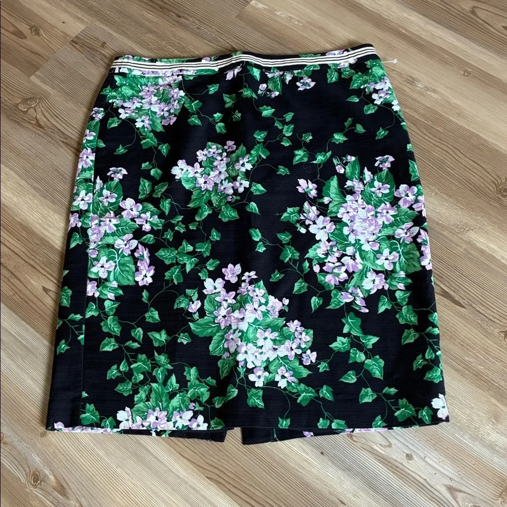 Talbots Oprah Magazine Collection Cotton Pencil Skirt Floral print Size 1X Navy